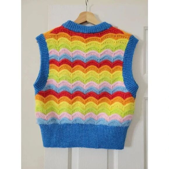 Zara Rainbow Sweater Vest M NWT - Picture 4 of 5